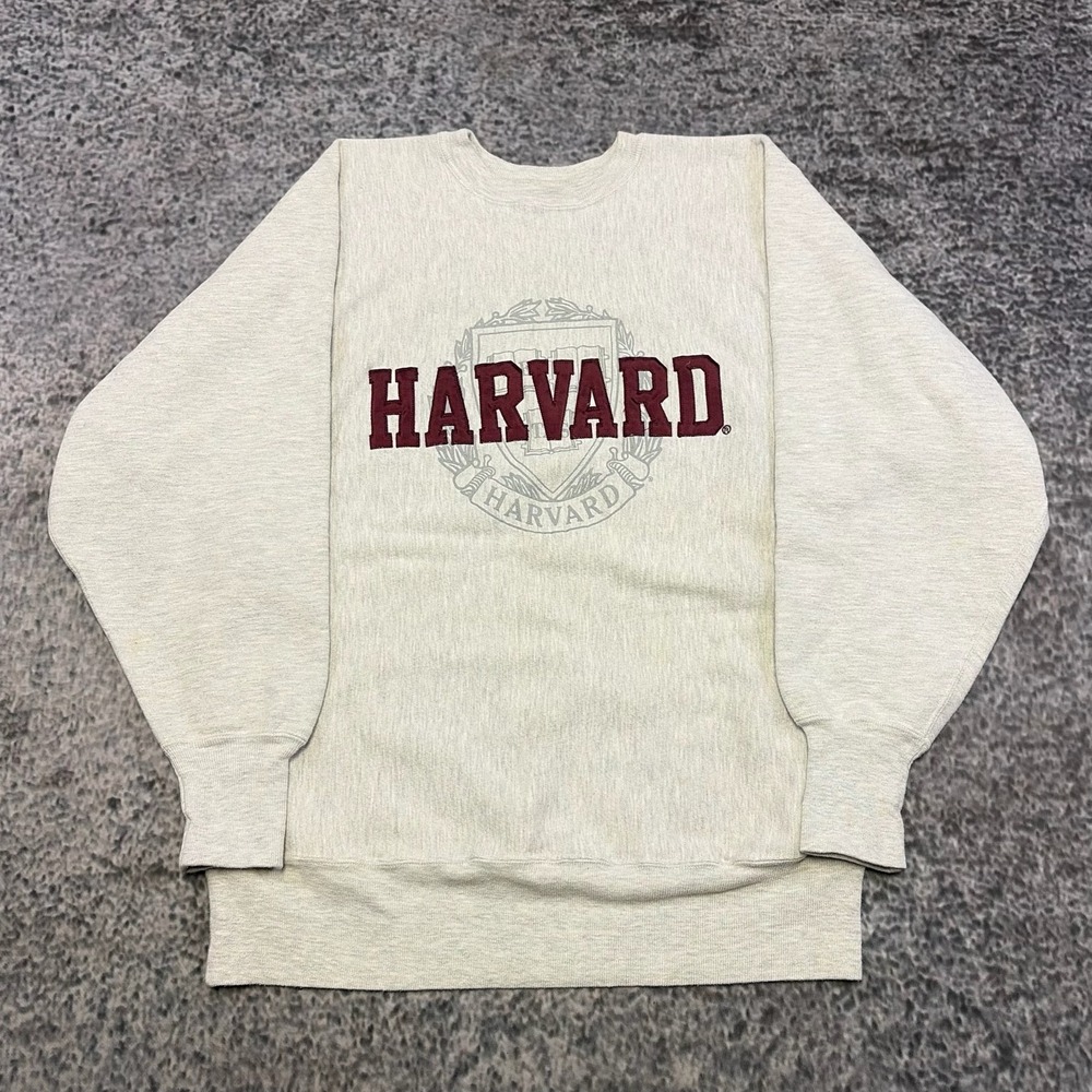 Vintage 90s Harvard Champion Reverse Weave Crewneck Sweatshirt Mens Large Gray